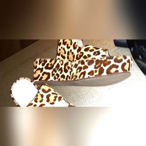 Sexy leopard print Mohair shoes